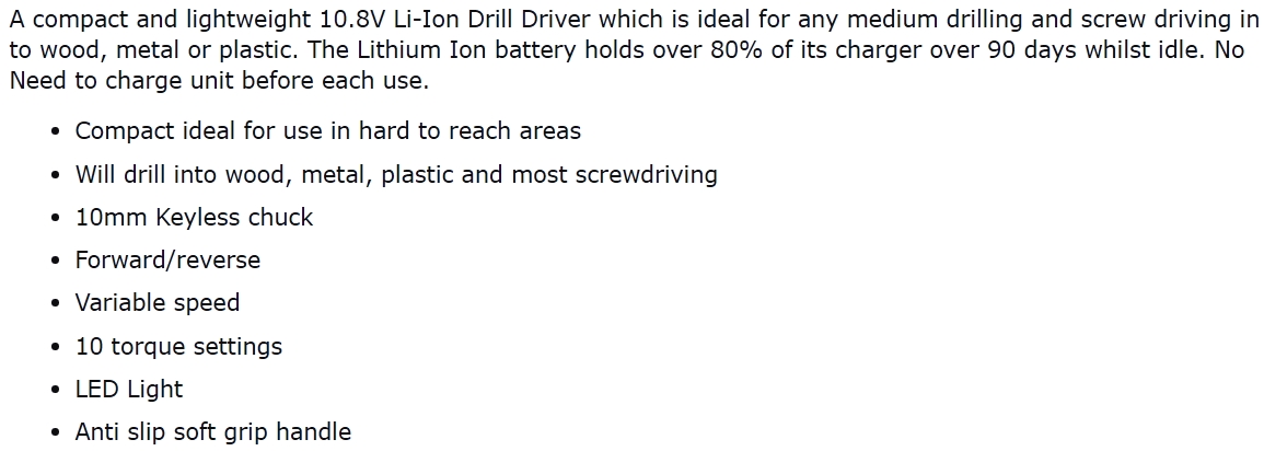 מברגה מקדחה נטענת בלק אנד דקר BLACK & DECKER BDCDD12 10.8V TEXT